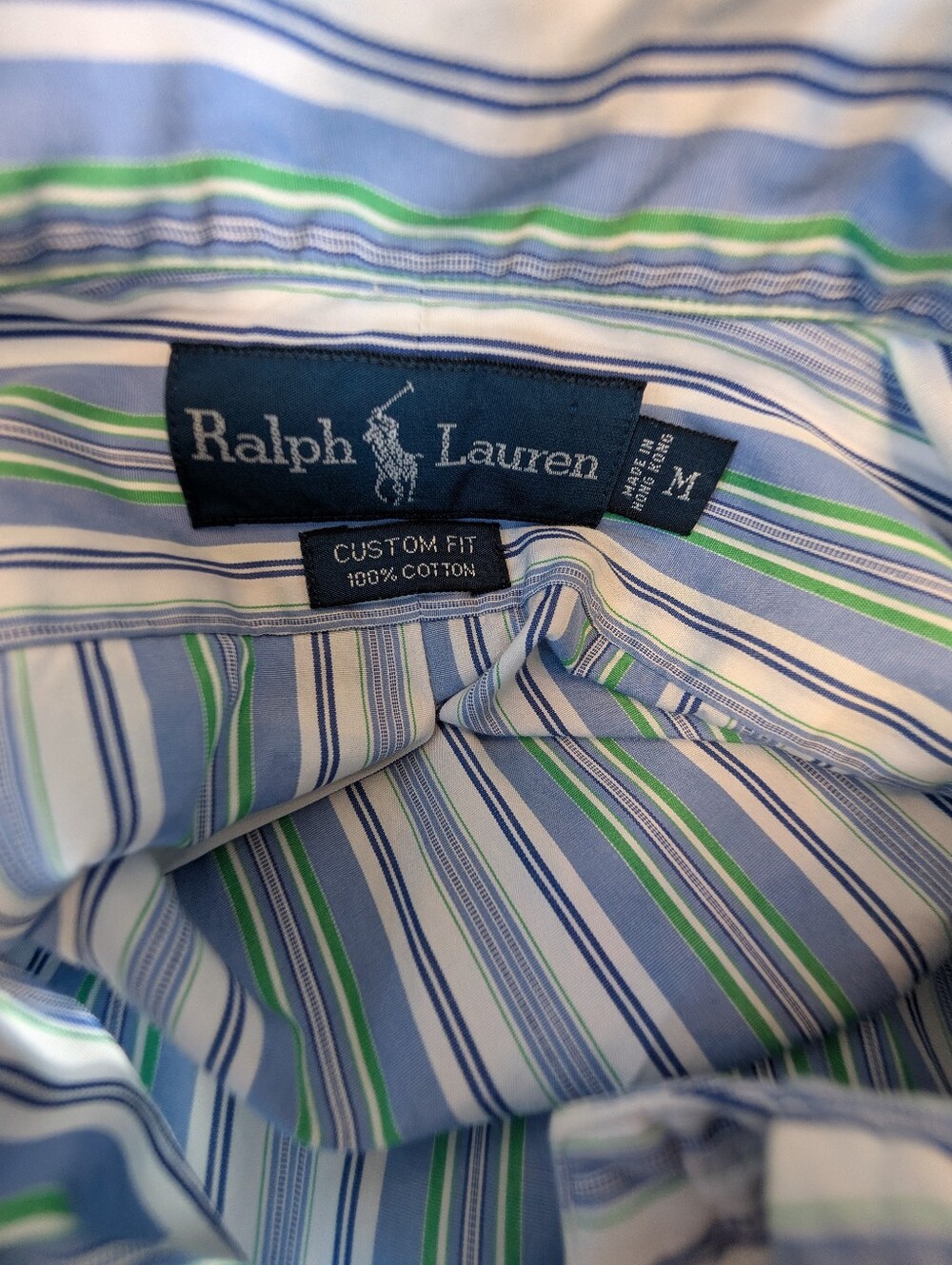 Ralph Lauren Blue White Green Striped Button-Down Shirt - Picture 6 of 11